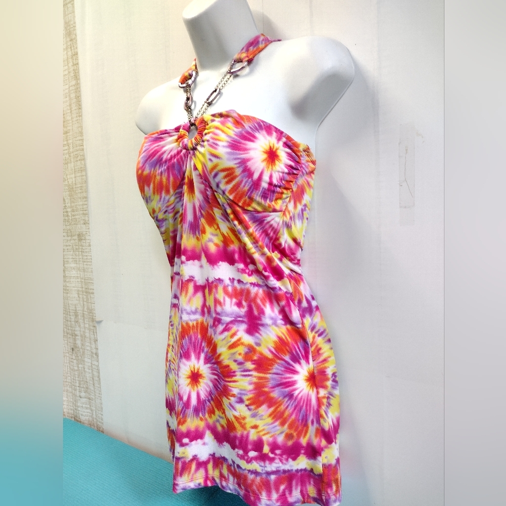 NWT BB Jeans Halter Neck Padded Top Fitted Multicolor Size L - Picture 4 of 9